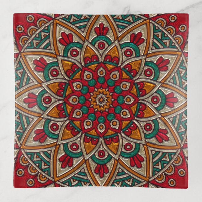 Mosiac Tile Patterned Trinket Tray (Front)