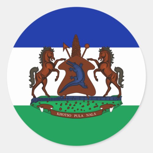 Mosotho Flag  Coat of Arms Flag of Lesotho Classic Round Sticker