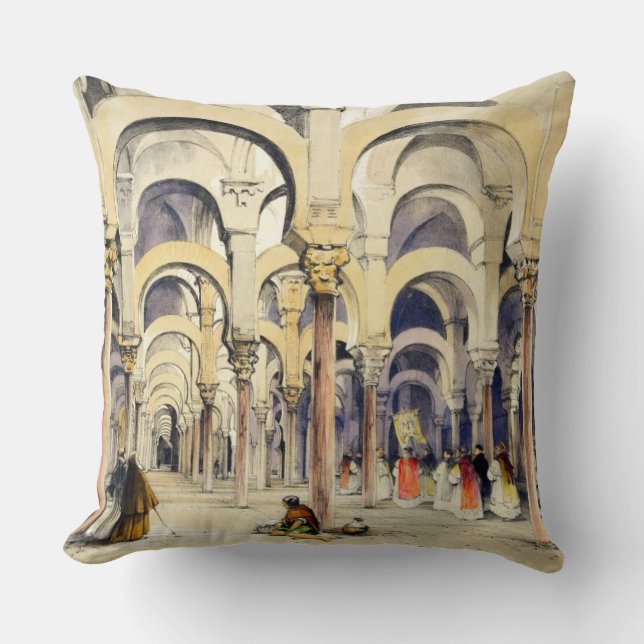 Mosque at Cordoba, from 'Sketches of Spain', engra Throw Pillow (Front)