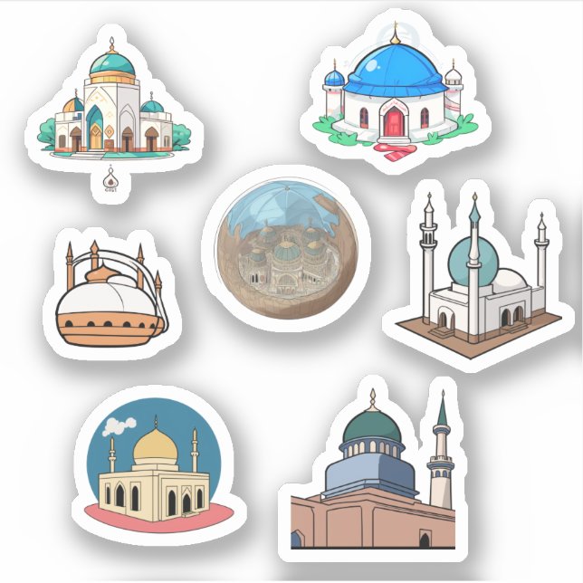 Mosque Cartoon Stickers (Front)