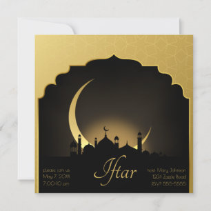Mosque Crescent Moon Ramadan, gold, black Invitation