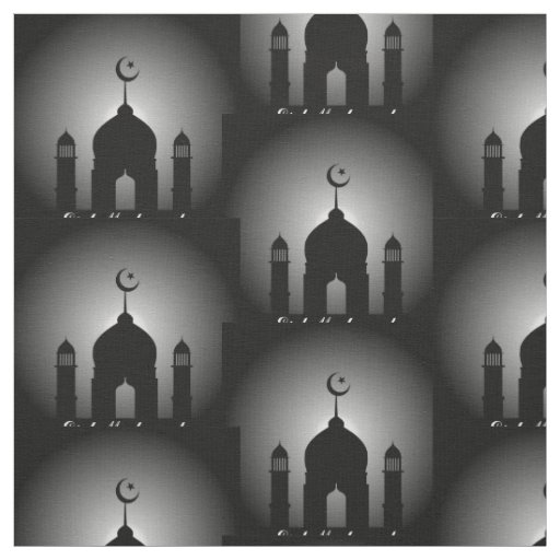 Mosque dome and minaret silhouette fabric