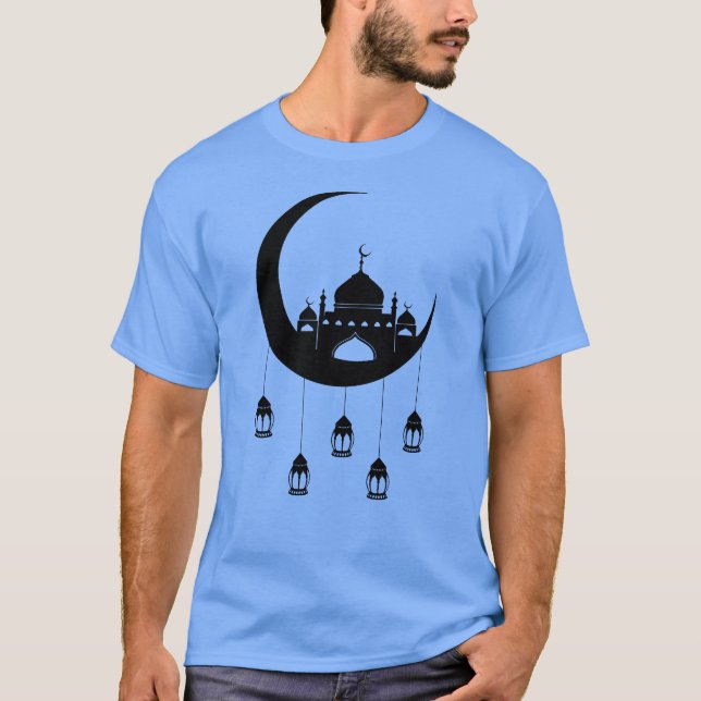 Mosque in Crescent Moon Fanous Ramadan T-Shirt (Front)