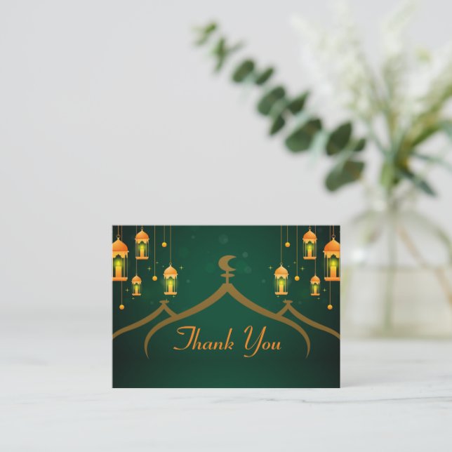 Mosque Islamic Lamp Thank You Note Card (Standing Front)