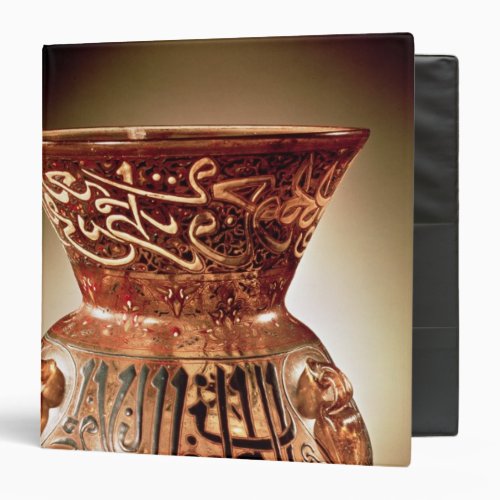 Mosque lamp with enamelled decoration inscribed binder