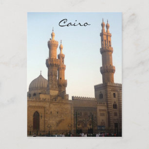 mosque minarets cairo postcard