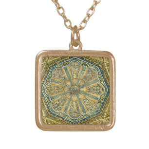 Mosque of Cordoba Spain. Mihrab cupola Gold Plated Necklace