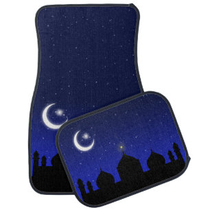 Mosque Silhouette at Night - Car Mats Set