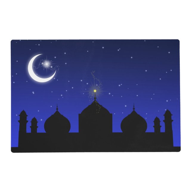 Mosque Silhouette at Night - Laminated Placemat (Front)