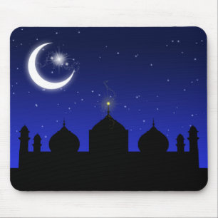 Mosque Silhouette at Night - Mousepad