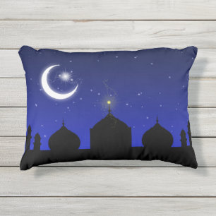 Mosque Silhouette at Night - Outdoor Pillow