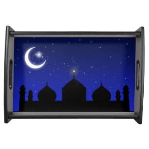 Mosque Silhouette at Night - Serving Tray