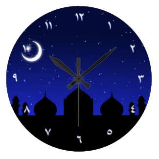 Mosque Silhouette at Night - Wall Clock
