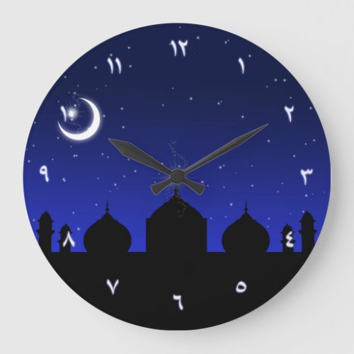 Mosque Silhouette at Night _ Wall Clock