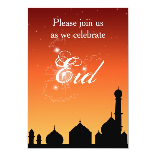 Mosque Silhouette Evening Sky Eid Party Invitation Zazzle Com