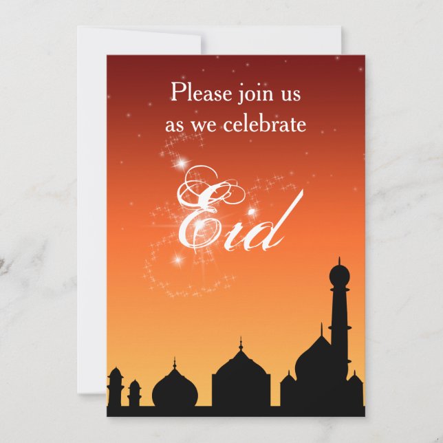 Mosque Silhouette Evening Sky Eid Party Invitation (Front)