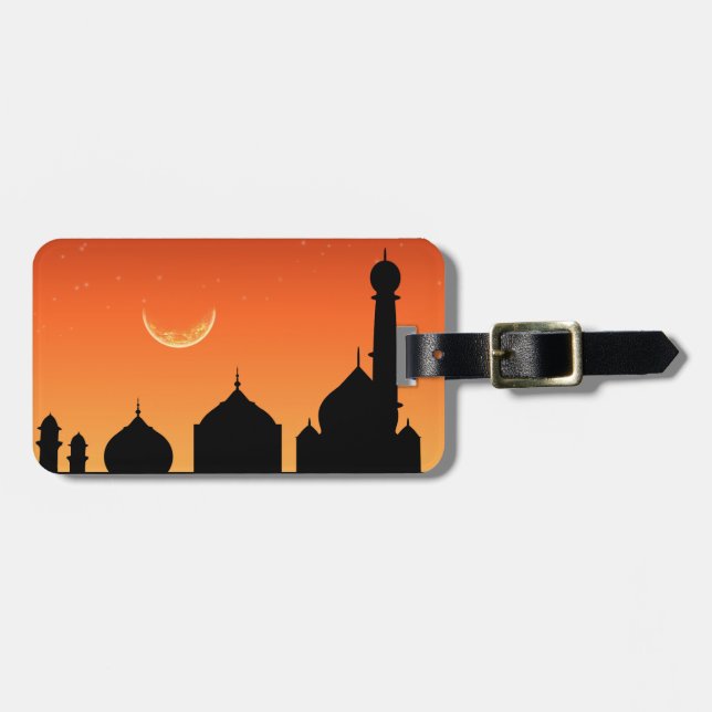 Mosque Silhouette Evening Sky - Luggage Tag (Front Horizontal)