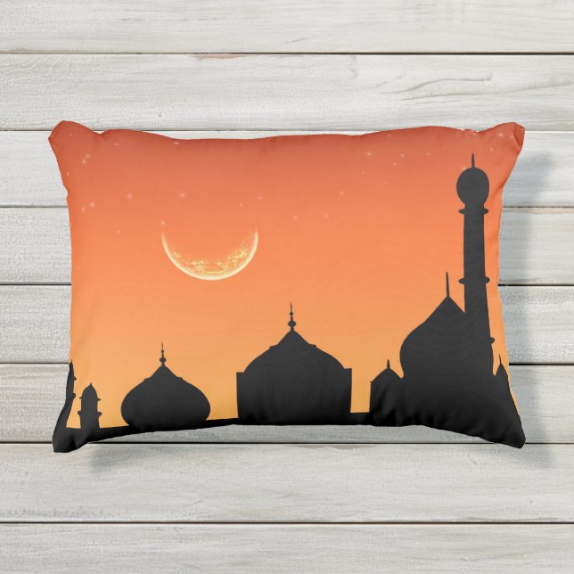 Mosque Silhouette Evening Sky - Outside Pillow (Front)