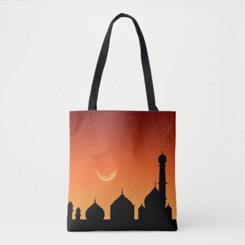 Mosque Silhouette Evening Sky _ Tote Bag