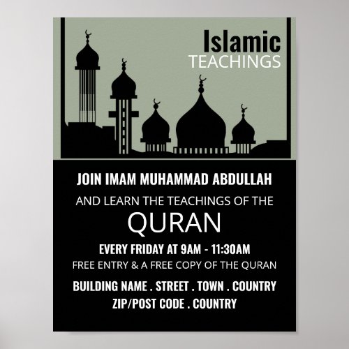 Mosque Silhouette Islamic Teaching Advertising Poster