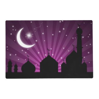 Mosque Silhouette Purple Night Laminated Placemat