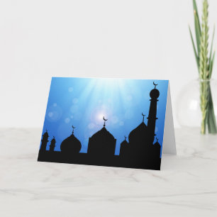 Mosque Silhouette with Sunburst - Greeting Card