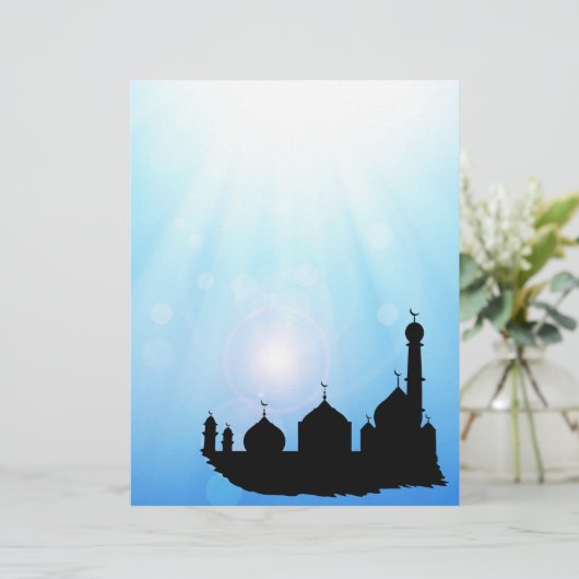 Mosque Silhouette with Sunrays - Letterhead (Standing Front)