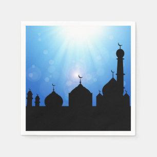 Mosque Silhouette with Sunrays - Paper Napkin