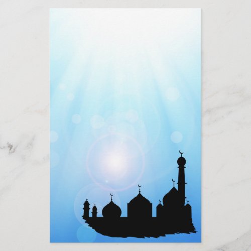 Mosque Silhouette with Sunrays _ Stationery