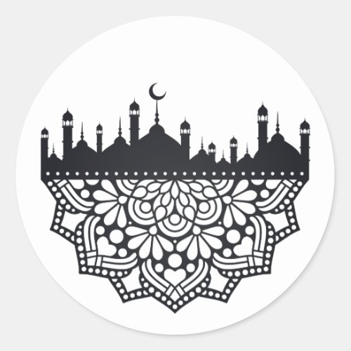 Mosques silhouettes With Flower Ornaments Stickers