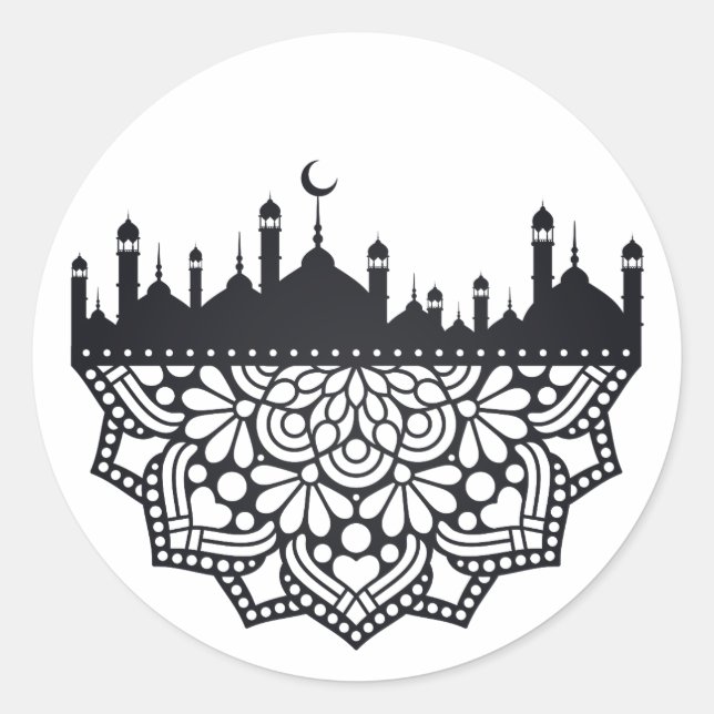 Mosques silhouettes With Flower Ornaments Stickers (Front)