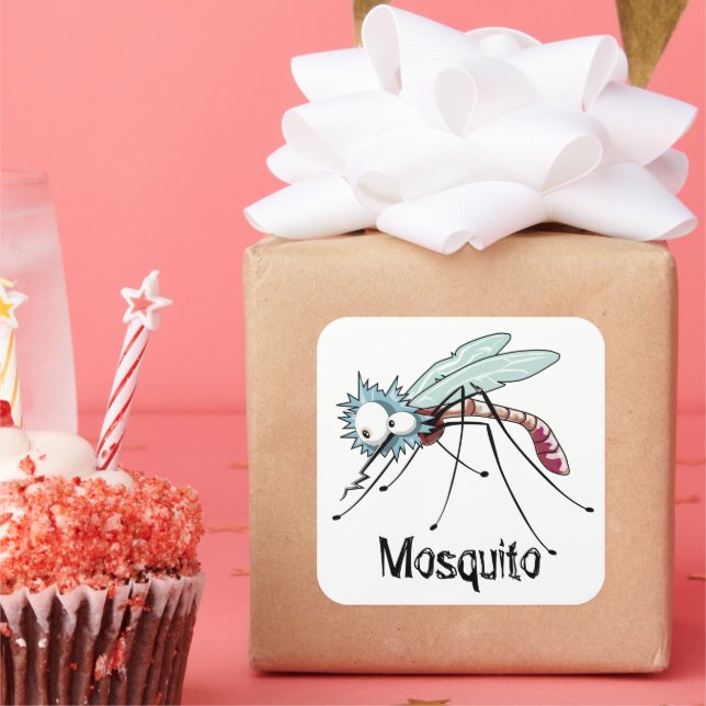 Mosquito cartoon mosquito  square sticker (Party)