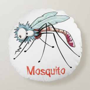 Mosquito cartoon round pillow