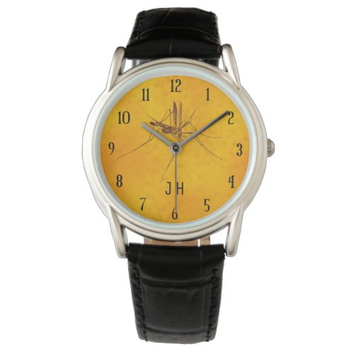 Mosquito in Amber Sap Fossil Replica Monogrammed Watch