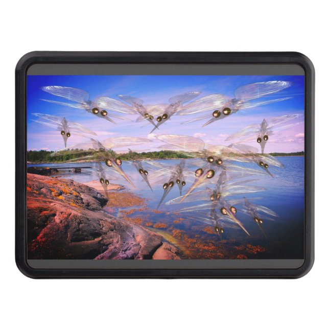 Mosquito swarm, scandinavia fjord, hitch cover (Front)