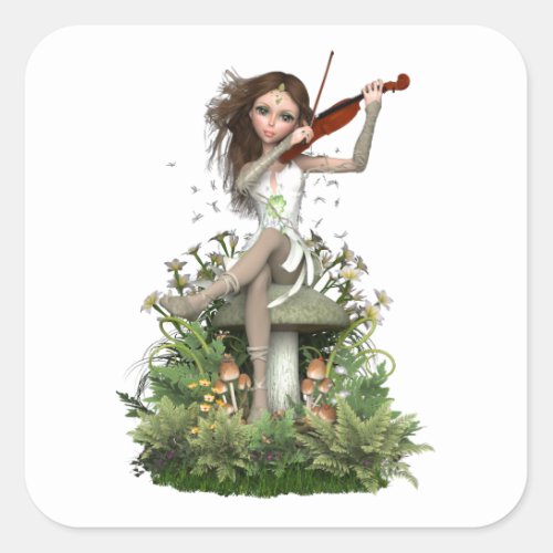 Moss Agate Fairy  Melody Square Sticker