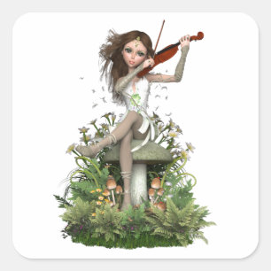 Moss Agate Fairy ~ Melody Square Sticker