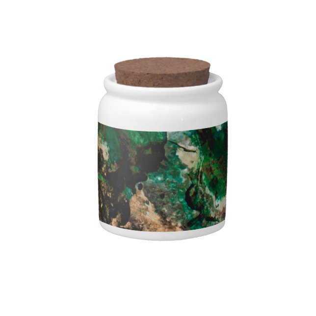 Moss Agate Green Crystal Geode Abstract Candy Jar (Front)