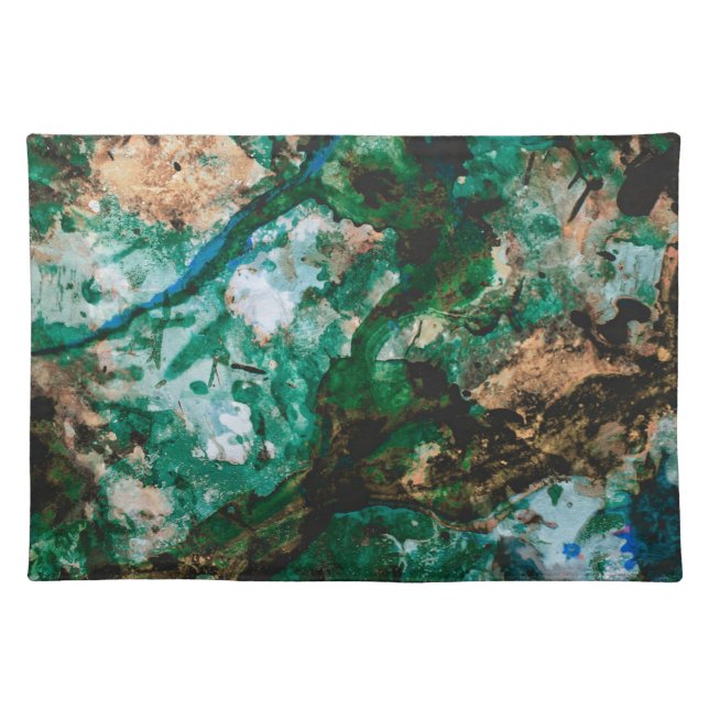 Moss Agate Green Crystal Geode Abstract Cloth Placemat (Front)