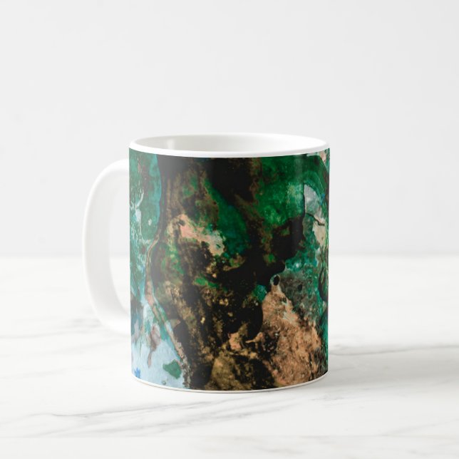 Moss Agate Green Crystal Geode Abstract Coffee Mug (Front Left)