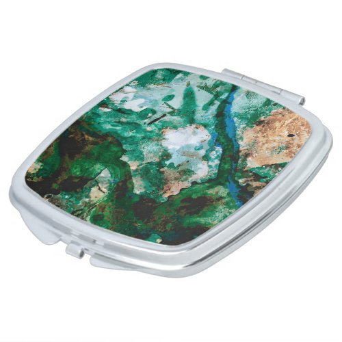 Moss Agate Green Crystal Geode Abstract Compact Mirror