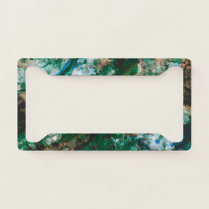 Moss Agate Green Crystal Geode Abstract License Plate Frame
