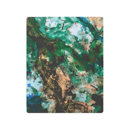 Moss Agate Green Crystal Geode Abstract Metal Print