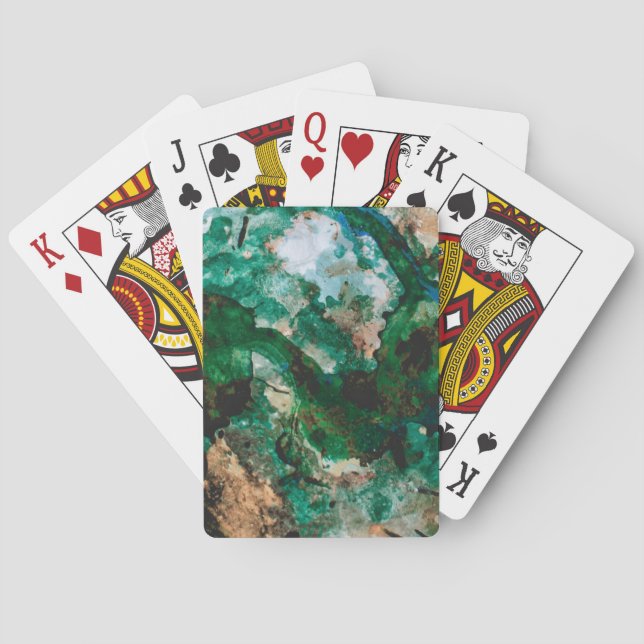 Moss Agate Green Crystal Geode Abstract Poker Cards (Back)
