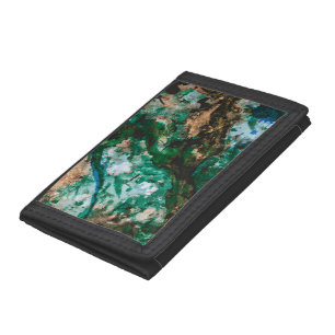 Moss Agate Green Crystal Geode Abstract Tri-fold Wallet