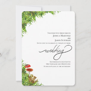 Moss and Mushrooms Elegant Modern Wedding Invitation