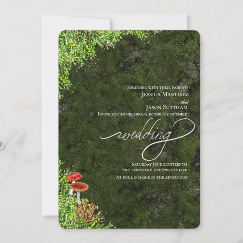 Moss and Mushrooms Elegant Modern Wedding Invitation
