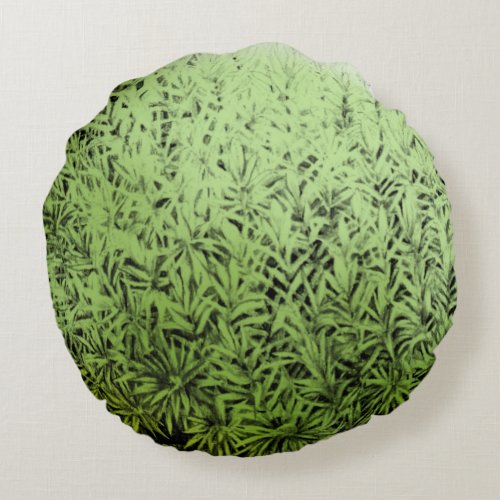 Moss ball drawing green round pillow