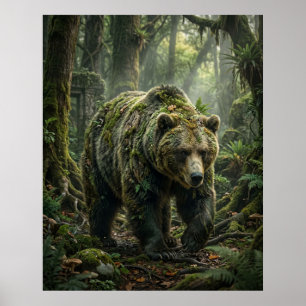 Moss Bear Forest Guardian Poster