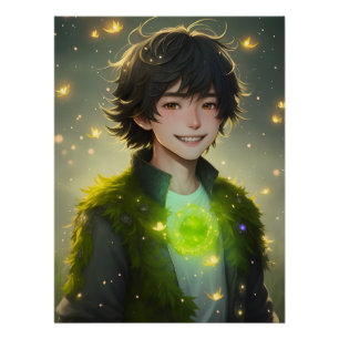 Moss Boy Magical Forest Magnetic Card Poster
